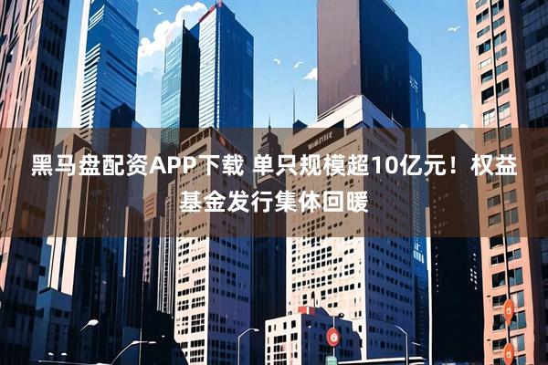 黑马盘配资APP下载 单只规模超10亿元！权益基金发行集体回暖